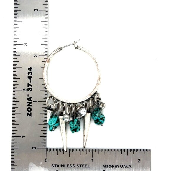 Turquoise & Spikes Earrings - Picture 6 of 7